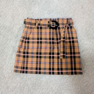 Mango Checkered Mini Skirt with Belt